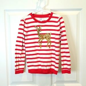 Crown & Ivy Kids Sequin Deer Striped Sweater Size 5